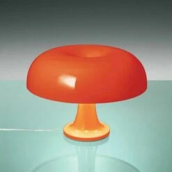Lampe De Table Champignon Lampe De Table En Polycarbonate，4 Sources Lumineuses LED Gratuites，Orange，Avec Source Lumineuse