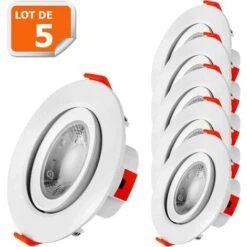 Lot De 5 Spot LED Encastrable Pour Plafond 5W Blanc Neutre Transformateur Intégré