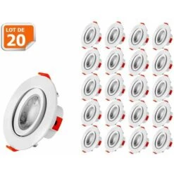Lot De 20 Spot LED Encastrable Pour Plafond 5W Blanc Neutre Transformateur Intégré