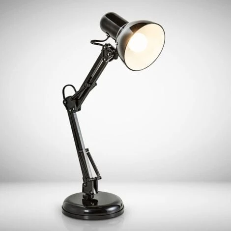 Lampe De Bureau LED Lampe De Table Noire Design Retro Métal Orientable & Pivotable 2 Lampe De Bureau LED Lampe De Table Noire Design Retro Métal Orientable & Pivotable – Image 2