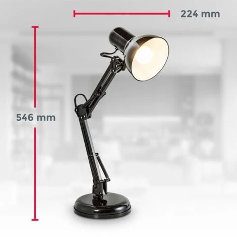 Lampe De Bureau LED Lampe De Table Noire Design Retro Métal Orientable & Pivotable 5 Lampe De Bureau LED Lampe De Table Noire Design Retro Métal Orientable & Pivotable – Image 5