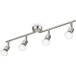 B.K.Licht Plafonnier LED 4 Spots Pivotants & Orientables, 4 Ampoules LED 2,9W GU10, Barre Spots Plafond Salon Salle à Manger Cuisine Couloir, 2 Bras Tournants, Lumière Blanche Chaude