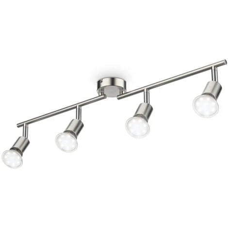 B.K.Licht Plafonnier LED 4 Spots Pivotants & Orientables, 4 Ampoules LED 2,9W GU10, Barre Spots Plafond Salon Salle à Manger Cuisine Couloir, 2 Bras Tournants, Lumière Blanche Chaude 1 B.K.Licht Plafonnier LED 4 Spots Pivotants & Orientables, 4 Ampoules LED 2,9W GU10, Barre Spots Plafond Salon Salle à Manger Cuisine Couloir, 2 Bras Tournants, Lumière Blanche Chaude