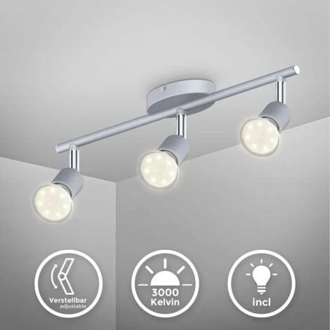 B.K.Licht Plafonnier LED 3 Spots Orientables, Spots Plafond Modernes, Plafonnier Salon Bureau Salle à Manger Cuisine Couloir, Lumière Blanche Chaude, 3 X 3W, GU10 3 B.K.Licht Plafonnier LED 3 Spots Orientables, Spots Plafond Modernes, Plafonnier Salon Bureau Salle à Manger Cuisine Couloir, Lumière Blanche Chaude, 3 X 3W, GU10 – Image 3
