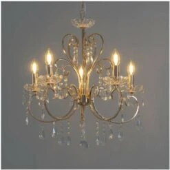 Lustre Cristal Doré - Pavia -EUROPALAMP Soldes Magasin 13431510 3