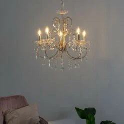 Lustre Cristal Doré - Pavia -EUROPALAMP Soldes Magasin 13431510 4