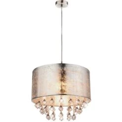 Cristal Suspendu Lumière Textile Pendule Chambre éclairage Plafonnier Argent Globo 15188H3