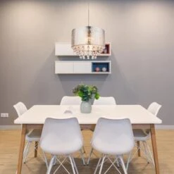 Cristal Suspendu Lumière Textile Pendule Chambre éclairage Plafonnier Argent Globo 15188H3 7 Cristal Suspendu Lumière Textile Pendule Chambre éclairage Plafonnier Argent Globo 15188H3 -EUROPALAMP Soldes Magasin 13537435 3