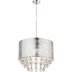 Cristal Suspendu Lumière Textile Pendule Chambre éclairage Plafonnier Argent Globo 15188H3 8 Cristal Suspendu Lumière Textile Pendule Chambre éclairage Plafonnier Argent Globo 15188H3 -EUROPALAMP Soldes Magasin 13537435 4