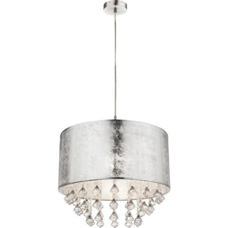 Cristal Suspendu Lumière Textile Pendule Chambre éclairage Plafonnier Argent Globo 15188H3 4 Cristal Suspendu Lumière Textile Pendule Chambre éclairage Plafonnier Argent Globo 15188H3 – Image 4