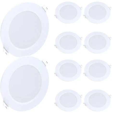 Lot De 10 Spot Encastrable LED Panel Extra-Plat 5W Eq 40W Température De Couleur: Blanc Chaud 3000K 1 Lot De 10 Spot Encastrable LED Panel Extra-Plat 5W Eq 40W Température De Couleur: Blanc Chaud 3000K