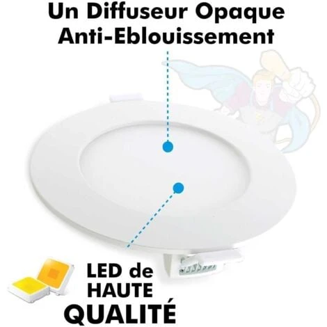 Lot De 10 Spot Encastrable LED Panel Extra-Plat 5W Eq 40W Température De Couleur: Blanc Chaud 3000K 3 Lot De 10 Spot Encastrable LED Panel Extra-Plat 5W Eq 40W Température De Couleur: Blanc Chaud 3000K – Image 3