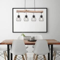 Design Plafond Suspendu Luminaire Poutres En Bois Pendule Spot Salle À Manger Rétro Treillis Lampe Globo 15326-4N -EUROPALAMP Soldes Magasin 14222114 5