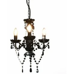 Lustre Avec Perles Noir Rond 3 X E14 VidaXL