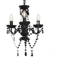 Lustre Avec Perles Noir Rond 3 X E14 VidaXL -EUROPALAMP Soldes Magasin 14984480 3