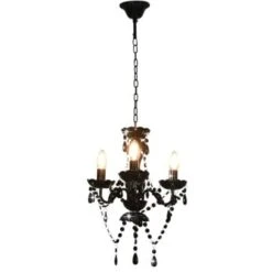 Lustre Avec Perles Noir Rond 3 X E14 VidaXL -EUROPALAMP Soldes Magasin 14984480 4