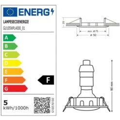 Lot De 10 Spot Led Encastrable Complete Orientable Blanc Avec Ampoule Gu10 230v Eq. 50w, Lumiere Blanc Neutre 8 Lot De 10 Spot Led Encastrable Complete Orientable Blanc Avec Ampoule Gu10 230v Eq. 50w, Lumiere Blanc Neutre -EUROPALAMP Soldes Magasin 1713847 4