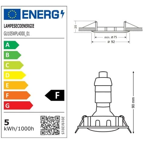 Lot De 10 Spot Led Encastrable Complete Orientable Blanc Avec Ampoule Gu10 230v Eq. 50w, Lumiere Blanc Neutre 4 Lot De 10 Spot Led Encastrable Complete Orientable Blanc Avec Ampoule Gu10 230v Eq. 50w, Lumiere Blanc Neutre – Image 4