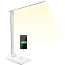Monzana Lampe De Bureau LED Avec Port De Charge USB 7 Niveaux 12 W Blanc