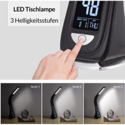 Lampe De Bureau à LED Noir/Blanc 4en1 Multifonction Lampe Calendrier Montre Thermomètre Maison Lampe De Table Salon Noir 8 Lampe De Bureau à LED Noir/Blanc 4en1 Multifonction Lampe Calendrier Montre Thermomètre Maison Lampe De Table Salon Noir -EUROPALAMP Soldes Magasin 18474377 4