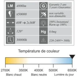 Réglette LED étanche 1200mm 40W 4800 LM 6500K IP65 - Interconnectable - Garantie 5 Ans 6 Réglette LED étanche 1200mm 40W 4800 LM 6500K IP65 - Interconnectable - Garantie 5 Ans -EUROPALAMP Soldes Magasin 19322811 3