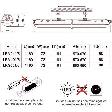 Réglette LED étanche 1200mm 40W 4800 LM 6500K IP65 - Interconnectable - Garantie 5 Ans 4 Réglette LED étanche 1200mm 40W 4800 LM 6500K IP65 - Interconnectable - Garantie 5 Ans – Image 4
