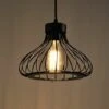 Rétro Metal Suspension Noir Cage Industriel Vintage Suspensions Luminaire Métal Retro Antique Suspensions Luminaire Cage Edison Culot E27 Plafonnier Luminaire
