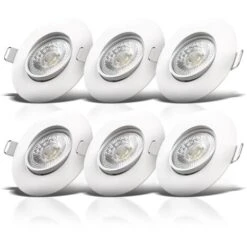 B.K.Licht Lot De 6 Spots LED à Encastrer Ultraplats 30mm, Platines LED 5W/460Lu Intégrées, Spots Encastrables Orientables, Blanc Chaud, Finition Blanche Matte, IP23