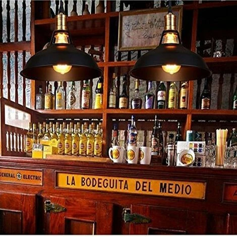 3pcs Rétro Lustre Suspension E27 27cm Luminaire Style Industrielle Pour Salon Couloir Cuisine Noir 3 3pcs Rétro Lustre Suspension E27 27cm Luminaire Style Industrielle Pour Salon Couloir Cuisine Noir – Image 3