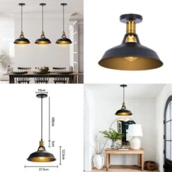 3pcs Rétro Lustre Suspension E27 27cm Luminaire Style Industrielle Pour Salon Couloir Cuisine Noir 9 3pcs Rétro Lustre Suspension E27 27cm Luminaire Style Industrielle Pour Salon Couloir Cuisine Noir -EUROPALAMP Soldes Magasin 20463927 5