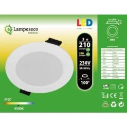 Lot De 20 Spot Encastrable LED Downlight Panel Extra-Plat 3W Blanc Neutre 4500K 8 Lot De 20 Spot Encastrable LED Downlight Panel Extra-Plat 3W Blanc Neutre 4500K -EUROPALAMP Soldes Magasin 23616399 4
