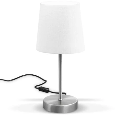 B.K.Licht Lampe De Table Design Moderne, Tissu Blanc, Pied Métal Nickel Mat, Pour Ampoule LED E14, IP20 1 B.K.Licht Lampe De Table Design Moderne, Tissu Blanc, Pied Métal Nickel Mat, Pour Ampoule LED E14, IP20