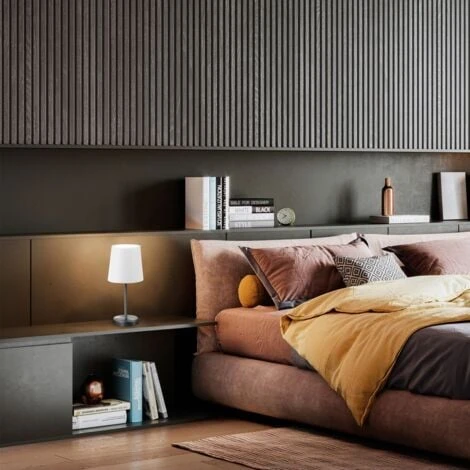 B.K.Licht Lampe De Table Design Moderne, Tissu Blanc, Pied Métal Nickel Mat, Pour Ampoule LED E14, IP20 4 B.K.Licht Lampe De Table Design Moderne, Tissu Blanc, Pied Métal Nickel Mat, Pour Ampoule LED E14, IP20 – Image 4