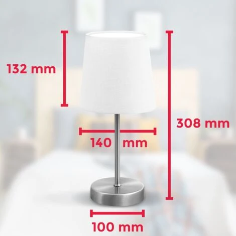 B.K.Licht Lampe De Table Design Moderne, Tissu Blanc, Pied Métal Nickel Mat, Pour Ampoule LED E14, IP20 5 B.K.Licht Lampe De Table Design Moderne, Tissu Blanc, Pied Métal Nickel Mat, Pour Ampoule LED E14, IP20 – Image 5