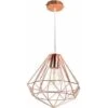 Suspension Industrielle Métal Lustre Abat-jour Contemporain Forme Diamant 26cm - Or Rose