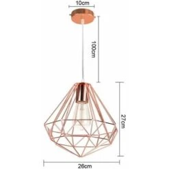 Suspension Industrielle Métal Lustre Abat-jour Contemporain Forme Diamant 26cm - Or Rose -EUROPALAMP Soldes Magasin 24365435 3