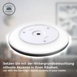 B.K.Licht Plafonnier LED Ultra Plat 28mm Avec Rétroéclairage Indirect, Platine LED 18W Intégrée, 2400Lm, Lumière Blanche Neutre 4000K, éclairage Plafond Ø29cm -EUROPALAMP Soldes Magasin 24633153 3