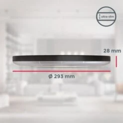 B.K.Licht Plafonnier LED Ultra Plat 28mm Avec Rétroéclairage Indirect, Platine LED 18W Intégrée, 2400Lm, Lumière Blanche Neutre 4000K, éclairage Plafond Ø29cm -EUROPALAMP Soldes Magasin 24633153 5