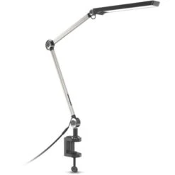 B.K.Licht Lampe De Lecture LED, Pivotante, Température De La Lumière Réglable CCT, Dimmable, Module LED 9W Intégré, Lampe De Bureau & De Chevet, Largeur Pince Jusqu'à 50mm, Noir Argent