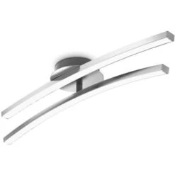 B.K.Licht Plafonnier LED 12W LED Orientable 960Lm 3000K Blanc Chaud Lampe Plafond Aluminium Brossé Salon Salle à Manger Cuisine