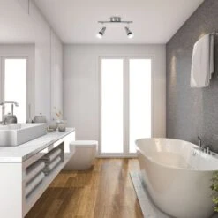 B.K.Licht Plafonnier LED, 2 Spots Pivotants, Avec Ampoules LED GU10 3W 250lm, Lumière Blanche Chaude, éclairage Plafond Chambre, Salon Salle à Manger Cuisine, Ø11cm -EUROPALAMP Soldes Magasin 27245495 3