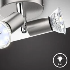 B.K.Licht Plafonnier LED, 2 Spots Pivotants, Avec Ampoules LED GU10 3W 250lm, Lumière Blanche Chaude, éclairage Plafond Chambre, Salon Salle à Manger Cuisine, Ø11cm -EUROPALAMP Soldes Magasin 27245495 4