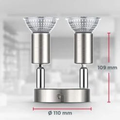 B.K.Licht Plafonnier LED, 2 Spots Pivotants, Avec Ampoules LED GU10 3W 250lm, Lumière Blanche Chaude, éclairage Plafond Chambre, Salon Salle à Manger Cuisine, Ø11cm -EUROPALAMP Soldes Magasin 27245495 5