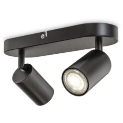 Spot Plafond Plafonnier LED Lampe à 2 Flammes I Pivotante I Tournante I GU10 I Noir-mat I Sans Ampoule