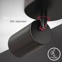 Spot Plafond Plafonnier LED Lampe à 2 Flammes I Pivotante I Tournante I GU10 I Noir-mat I Sans Ampoule -EUROPALAMP Soldes Magasin 27245503 3