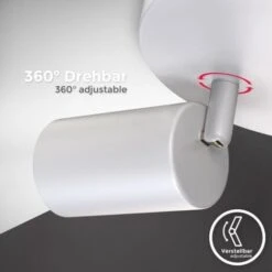 Plafonnier LED Lampe à 3 Flammes Ronde I Pivotante I Rotative I GU10 I Blanc Mat I Sans Ampoule I Chambre I Couloir -EUROPALAMP Soldes Magasin 27245505 3