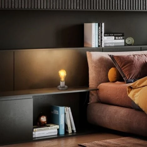 Lampe De Chevet Rétro Lampe De Table Métal Nickel Mat Douille E27 Câble Avec Interrupteur Lampe à Poser Vintage Ø10cm 4 Lampe De Chevet Rétro Lampe De Table Métal Nickel Mat Douille E27 Câble Avec Interrupteur Lampe à Poser Vintage Ø10cm – Image 4