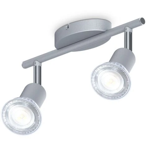 B.K. Licht Plafonnier 2 Spots Pivotants & Orientables, 2 Ampoules LED 5W GU10, Barre Spots Plafond Salon Salle à Manger Cuisine Couloir, Lumière Blanche Neutre 4000K, Couleur Titane 1 B.K. Licht Plafonnier 2 Spots Pivotants & Orientables, 2 Ampoules LED 5W GU10, Barre Spots Plafond Salon Salle à Manger Cuisine Couloir, Lumière Blanche Neutre 4000K, Couleur Titane