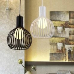 Lustre Suspensions Industrielle Cage Fer Lustre Abat-Jour E27 Blanc 8 Lustre Suspensions Industrielle Cage Fer Lustre Abat-Jour E27 Blanc -EUROPALAMP Soldes Magasin 27611239 4