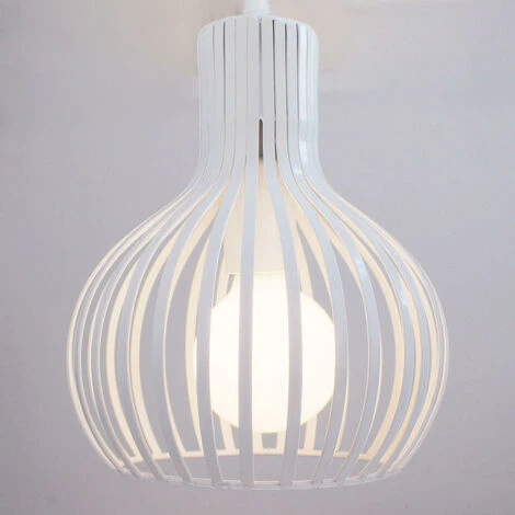 Lustre Suspensions Industrielle Cage Fer Lustre Abat-Jour E27 Blanc 5 Lustre Suspensions Industrielle Cage Fer Lustre Abat-Jour E27 Blanc – Image 5